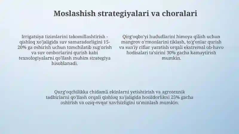 Iqlim o'zgarishiga moslashuv 4