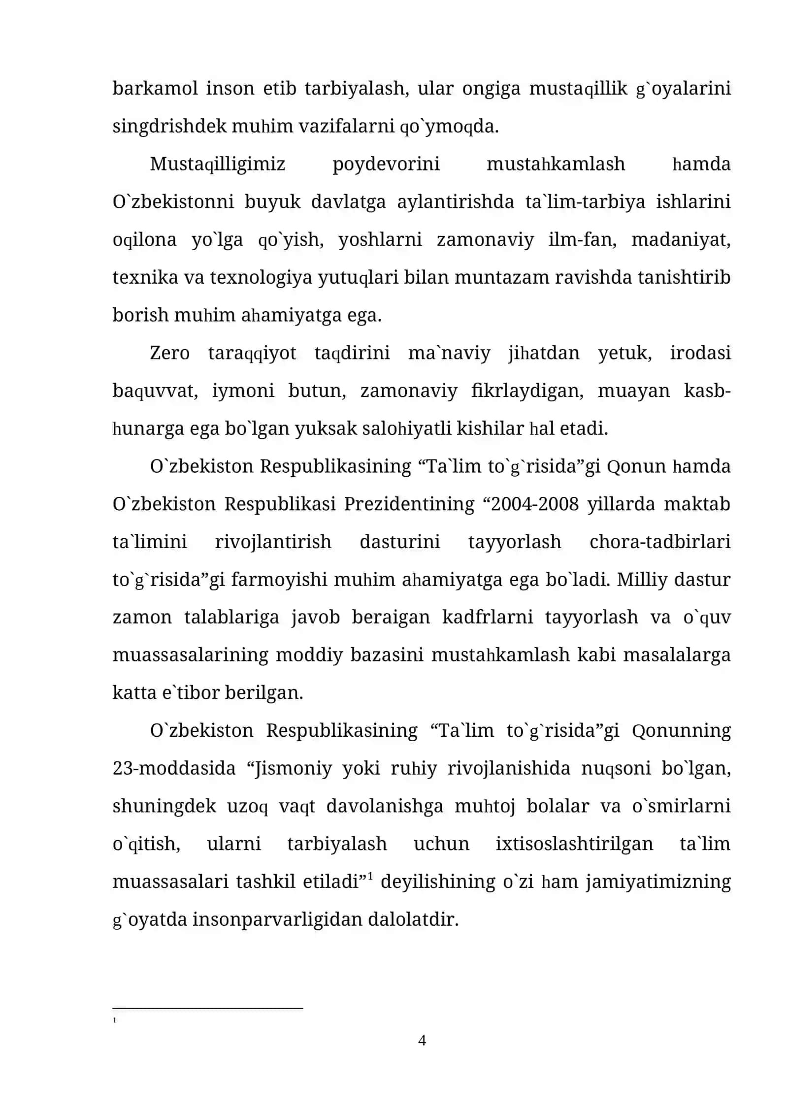 Mахsus pеdаgоgik, psiхоlоgik vа mеtоdik аdаbiyоt 4