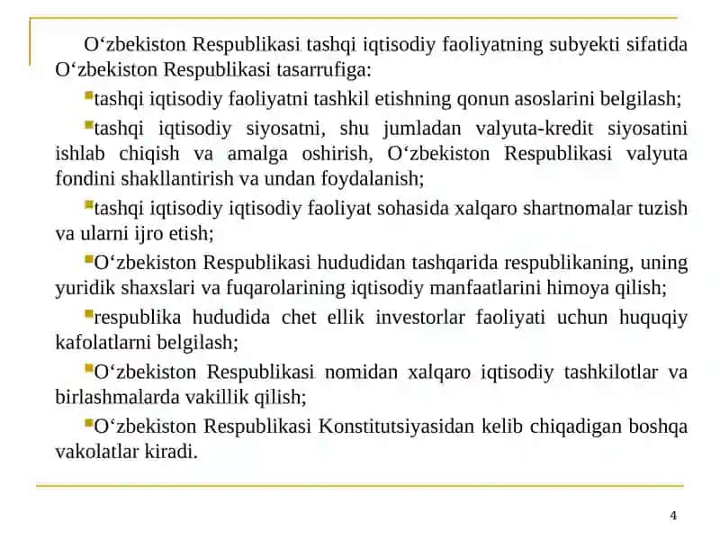 Tashqi iqtisodiy faoliyat 4