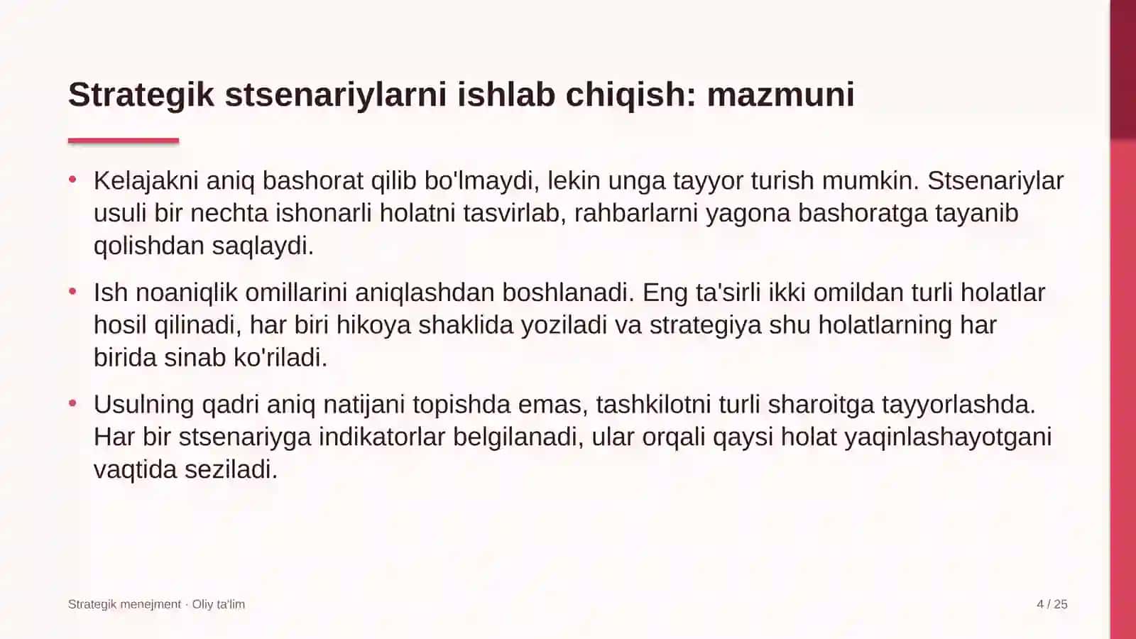 Strategik Menejment · Oliy Ta'lqim 4