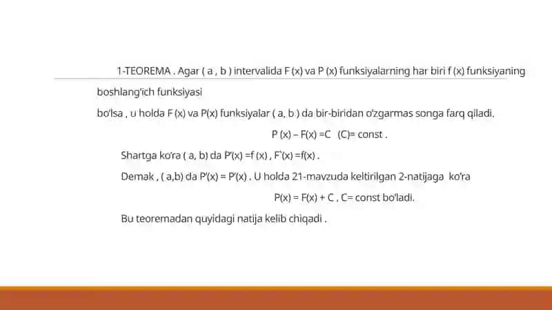 BOSHLANG’ICH FUNKSIYA VA ANIQMAS INTEGRAL TUSHUNCHALARI 4
