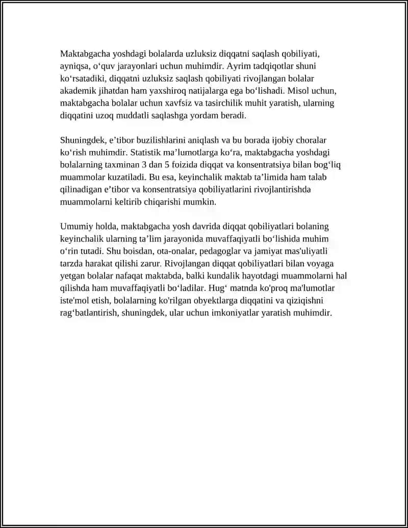 Maktabgacha yosh davrida e'tibor rivojlanishi 4