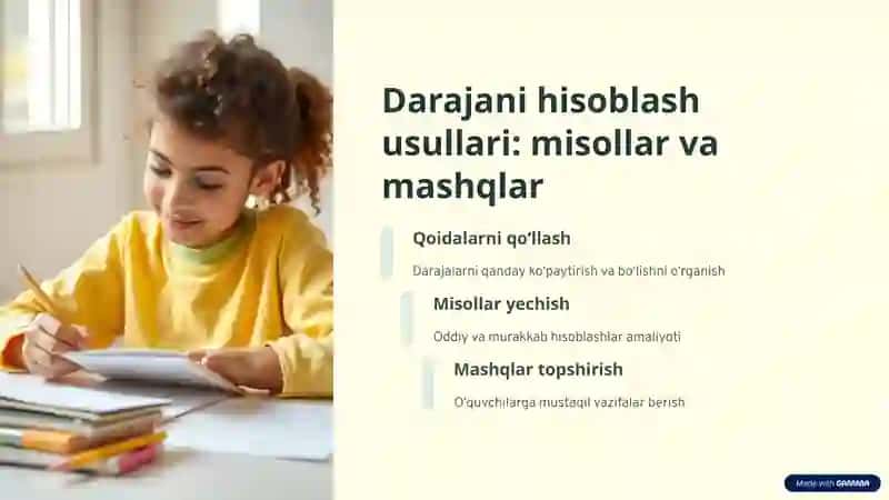 Natural koʻrsatkichli daraja mavzusini oʻqitish metodikasi 4