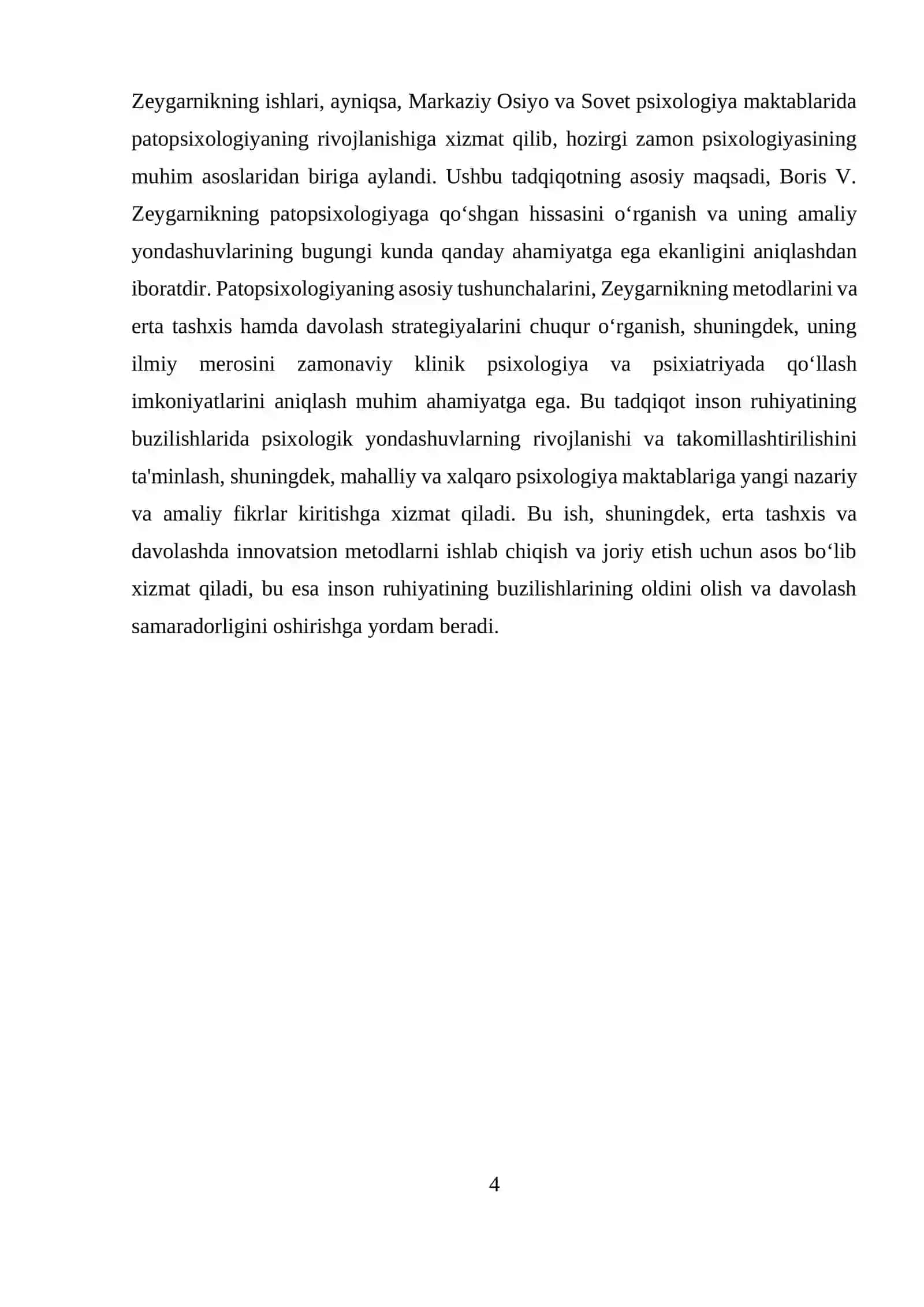 KLINIK PSIXOLOGIYA fanidan MUSTAQIL ISH 4