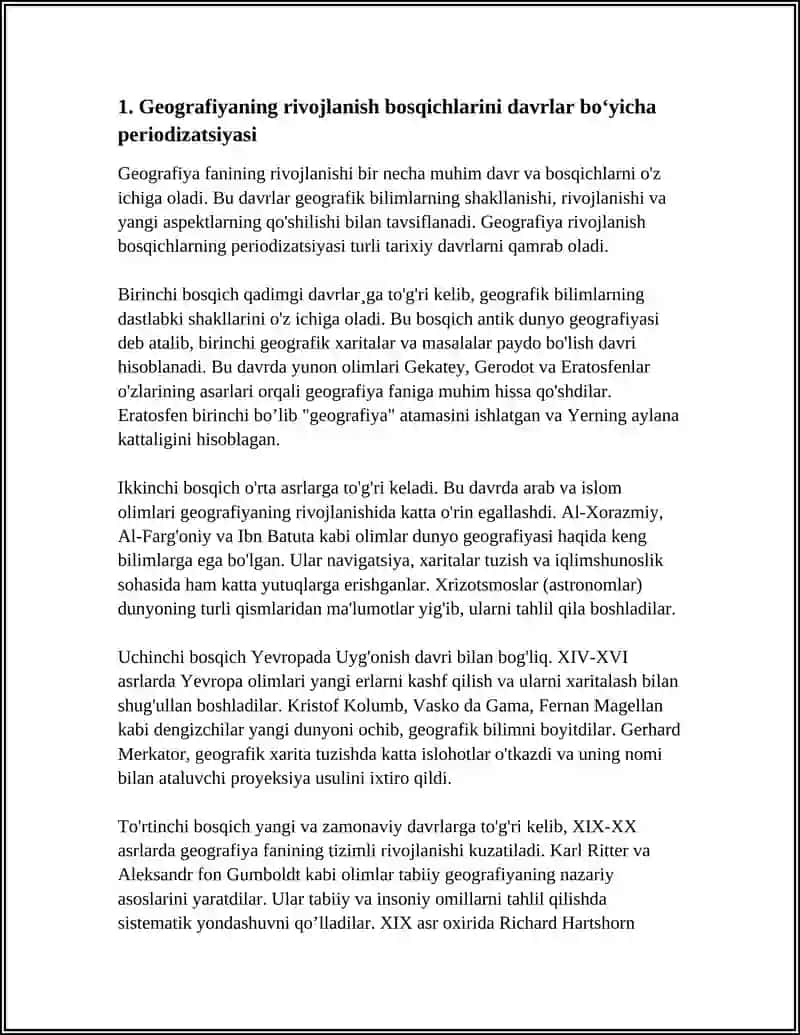 GEOGRAFIYANING RIVOJLANISH BOSQICHLARINI TAHLIL QILISH 4