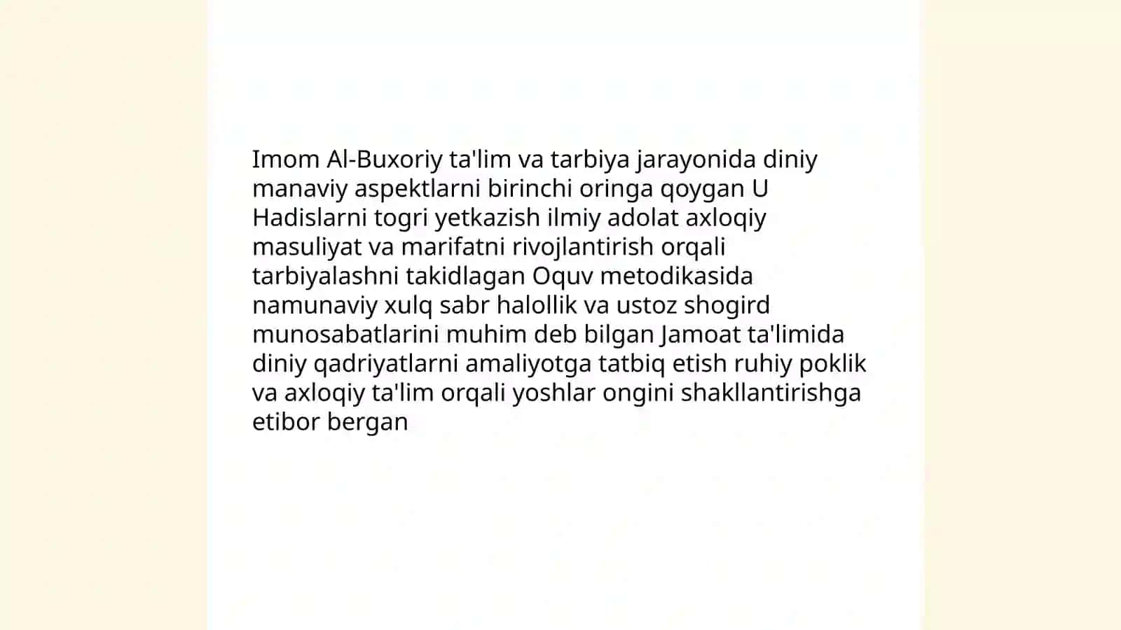 Imom Al-Buxoriyning pedagogik g'oyalari 4