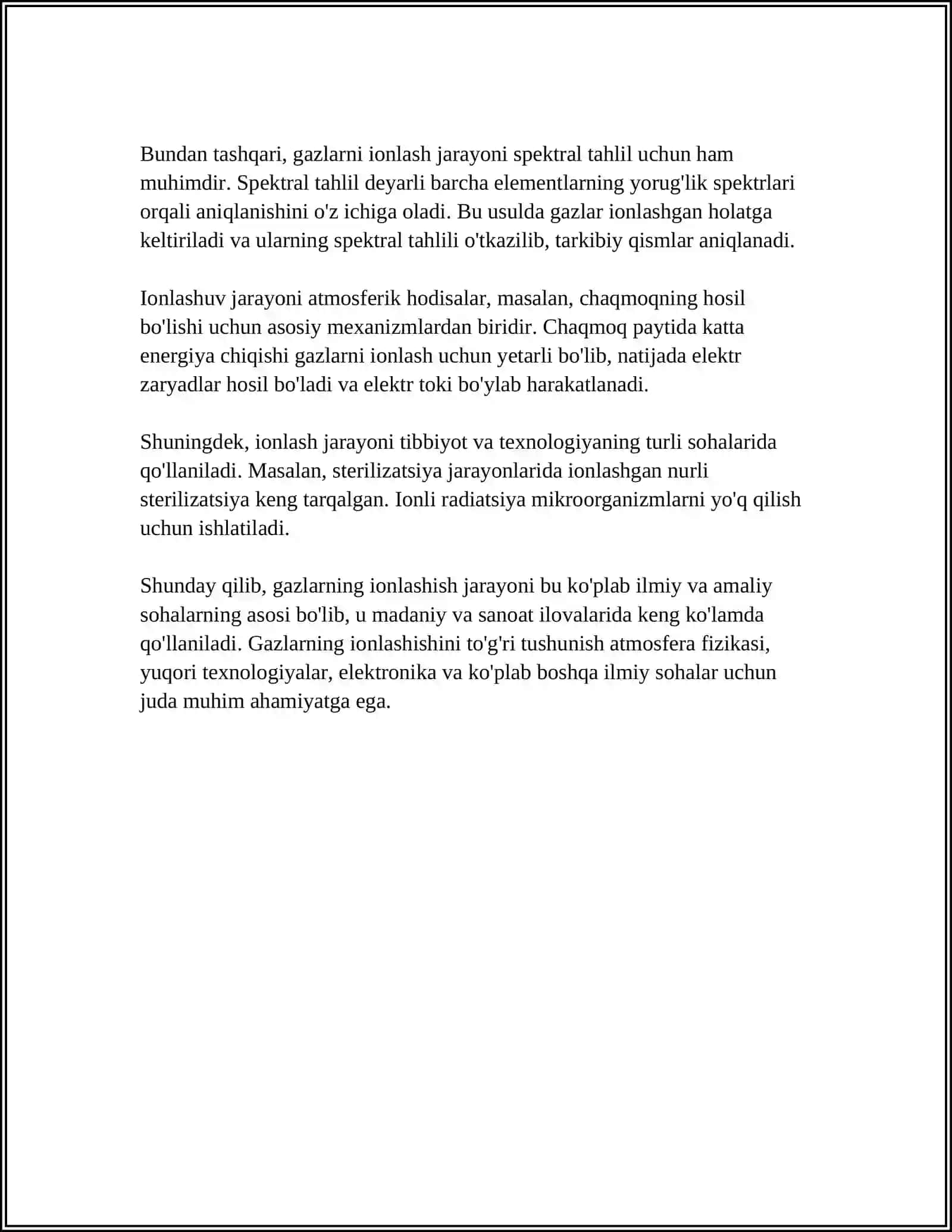 GAZLARNING IONLASHISHI VA ELEKTR OʻTKAZUVCHANLIGI 4