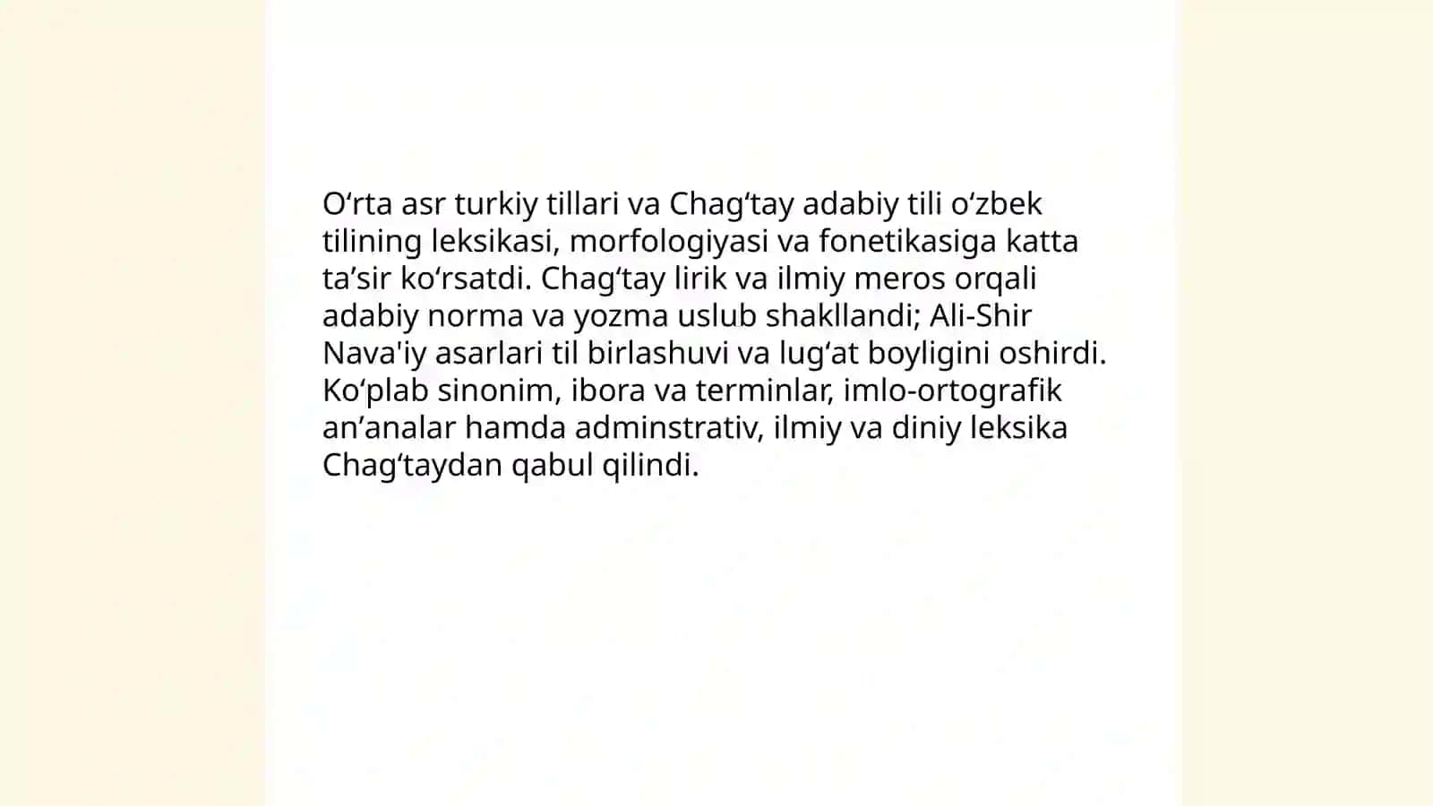 Oʻzbek tilining rivojlantirish bosqichlari 4