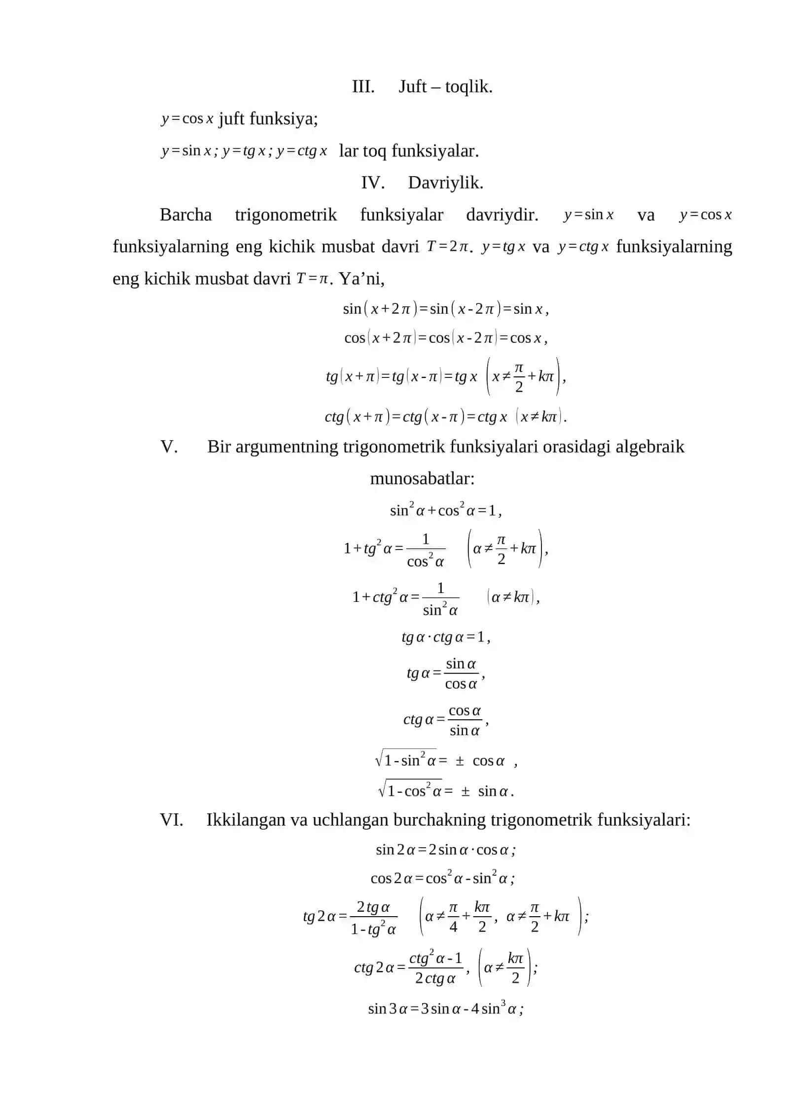Trigonometrik tenglamalar 4