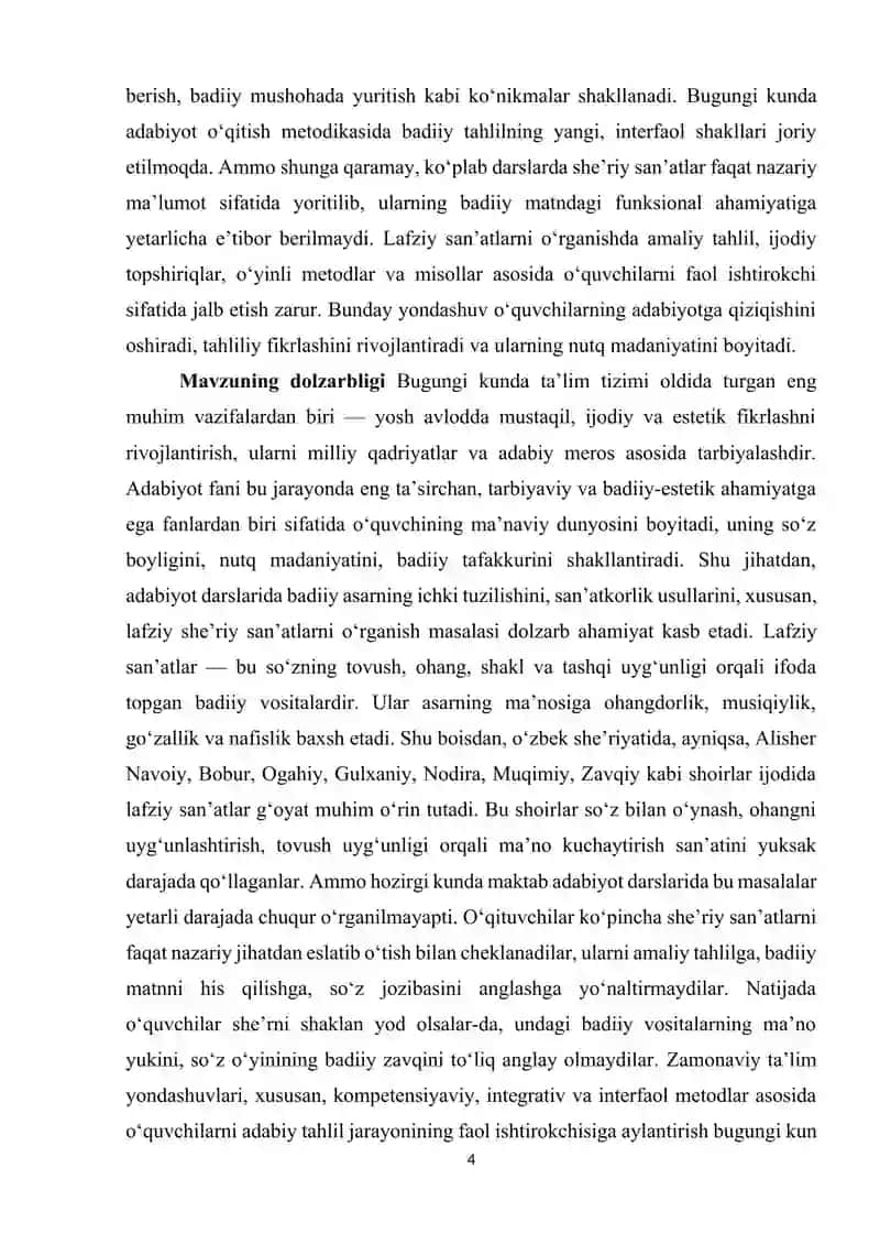 Adabiyot darslarida lafziy she'riy san'atlarni oʻrganish 4