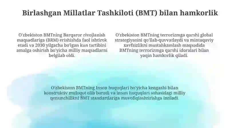 O'zbekistonning xalqaro tashkilotlar bilan hamkorligi 4
