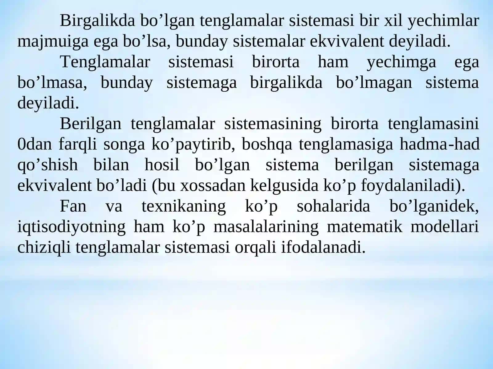 Chiziqli Tenglamalar Sistemasi 4