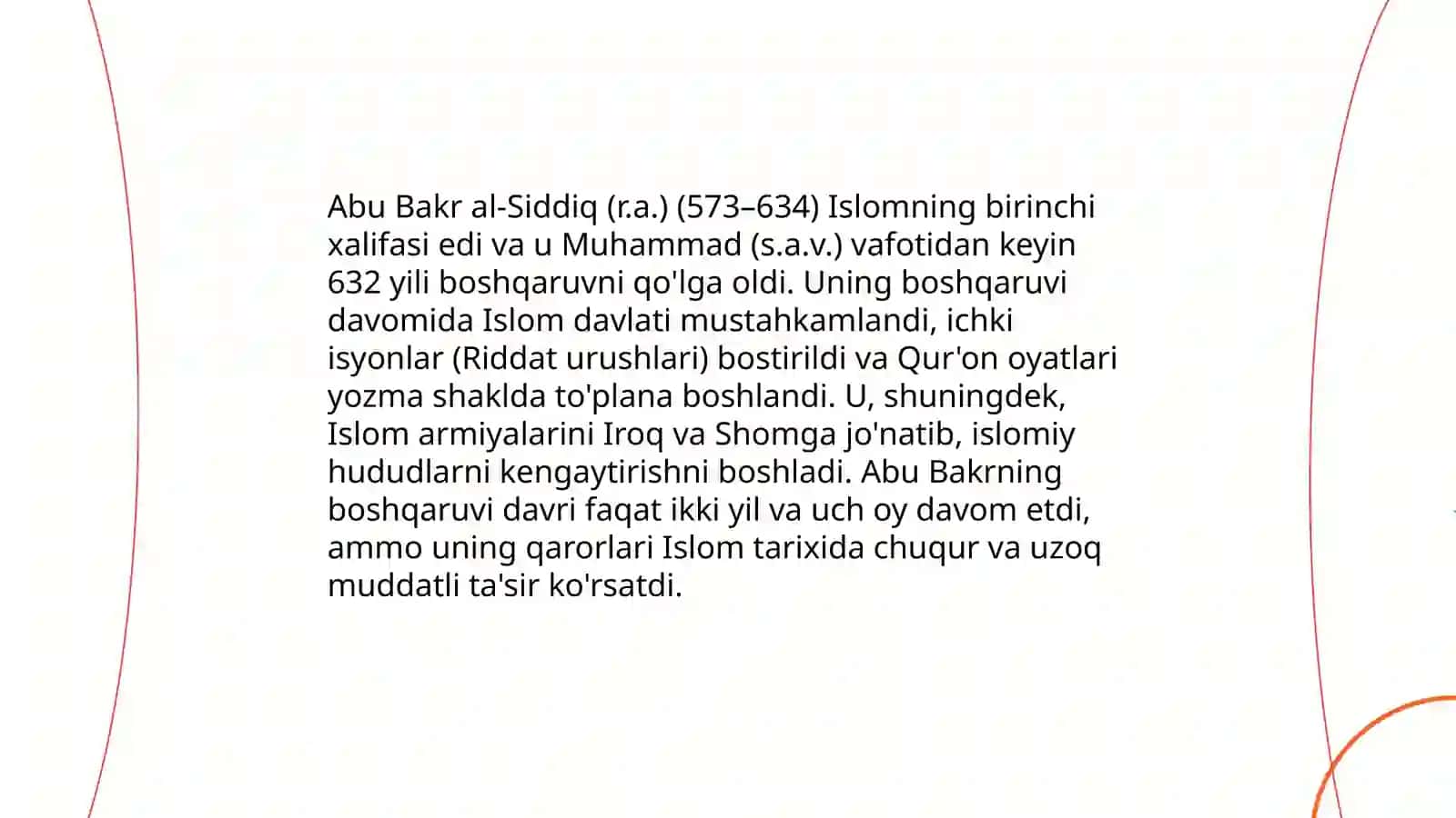 Rashidun xalifaligidagi islohotlar 4