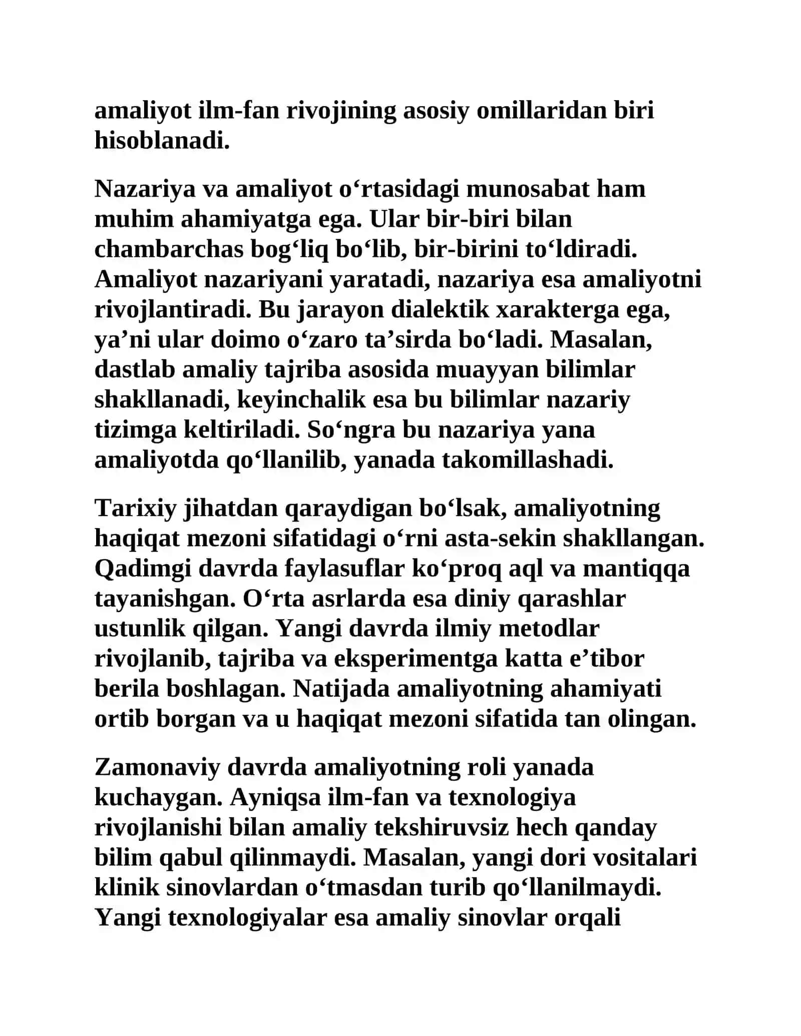 HAQIQAT MEZONI SIFATIDA AMALIYOT: MAZMUNI VA AHAMIYATI 4