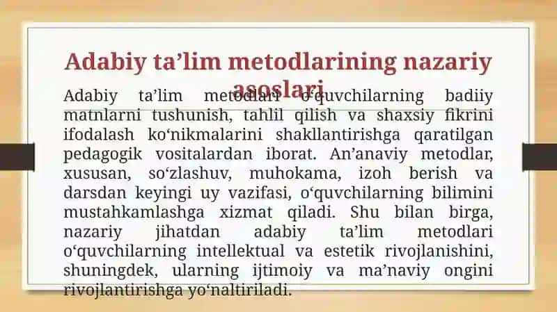 Adabiy ta'lim metodlari 4