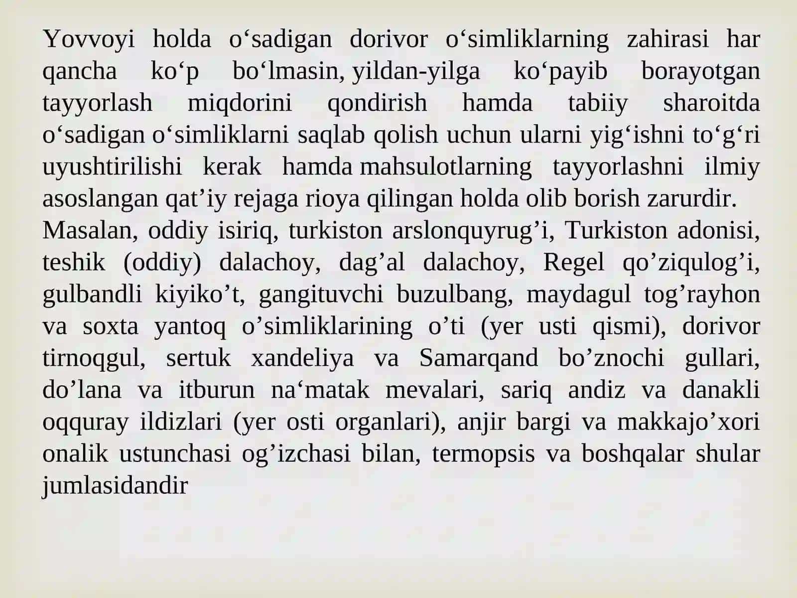Dorivor O'Simlik Xom Ashyolarini Tayyorlash Asoslari 4