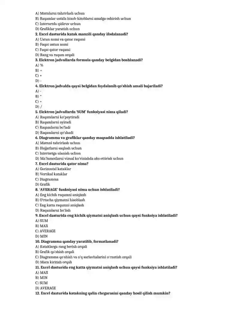 Informatika fanidan nazorat ishlari 4