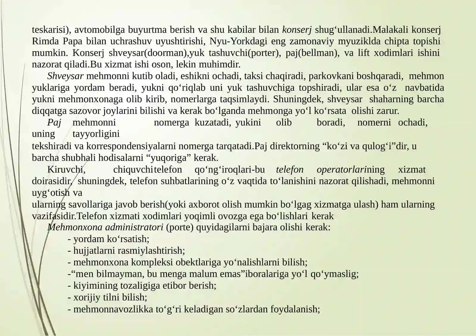 Qabul qilish va joylashtirish xizmati 4