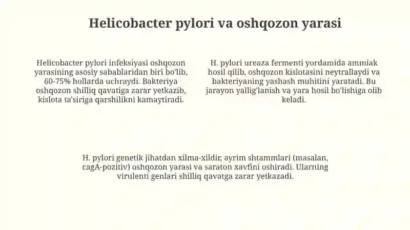 Oshqozon yara kasalligi etiopatogenezi 4