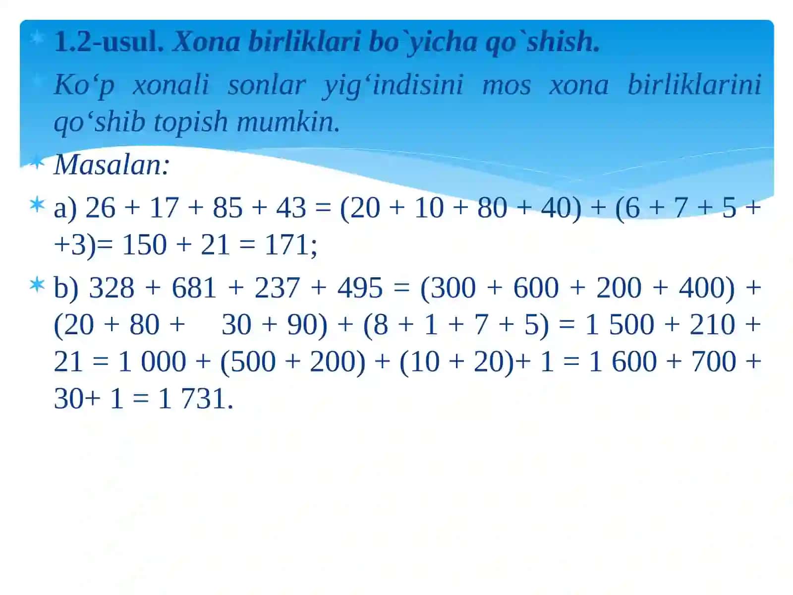 METOD BO'YICHA OLCHASHNI O'RGATISH USTOZLIGI 4