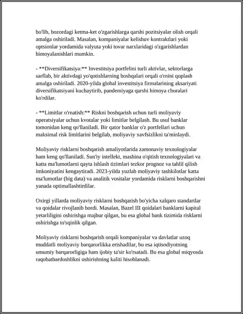 Moliyaviy risklarni boshqarish 4