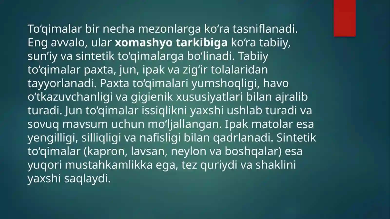 Toʻqima toʻgʻrisida asosiy tushunchalar 4