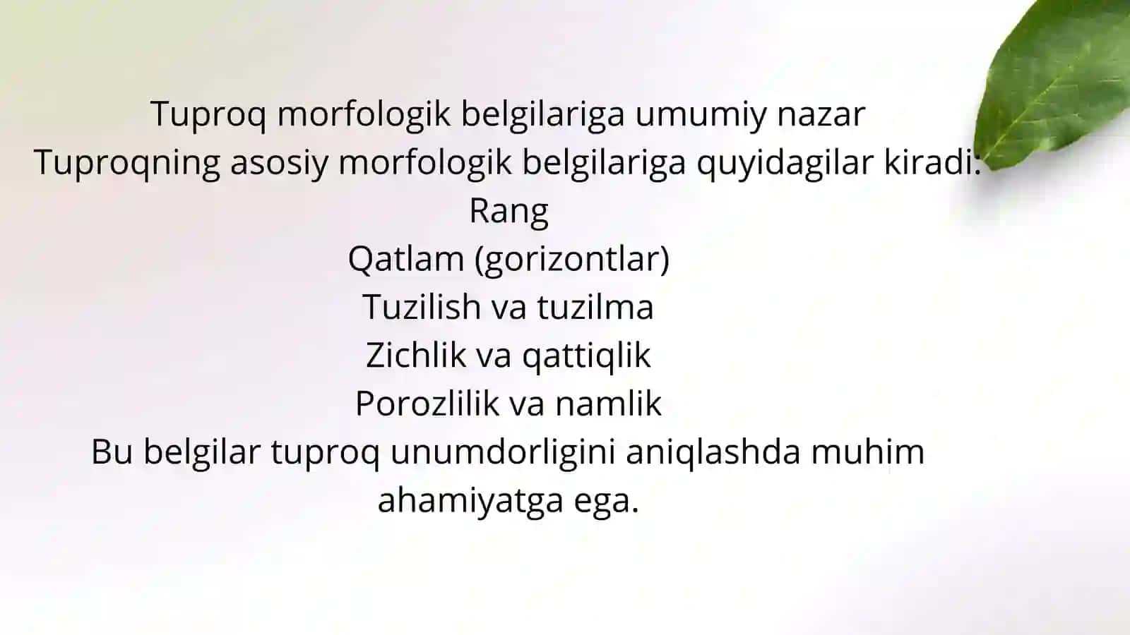Tuproq morfologik belgilarining agronomik xususiyatlari 4