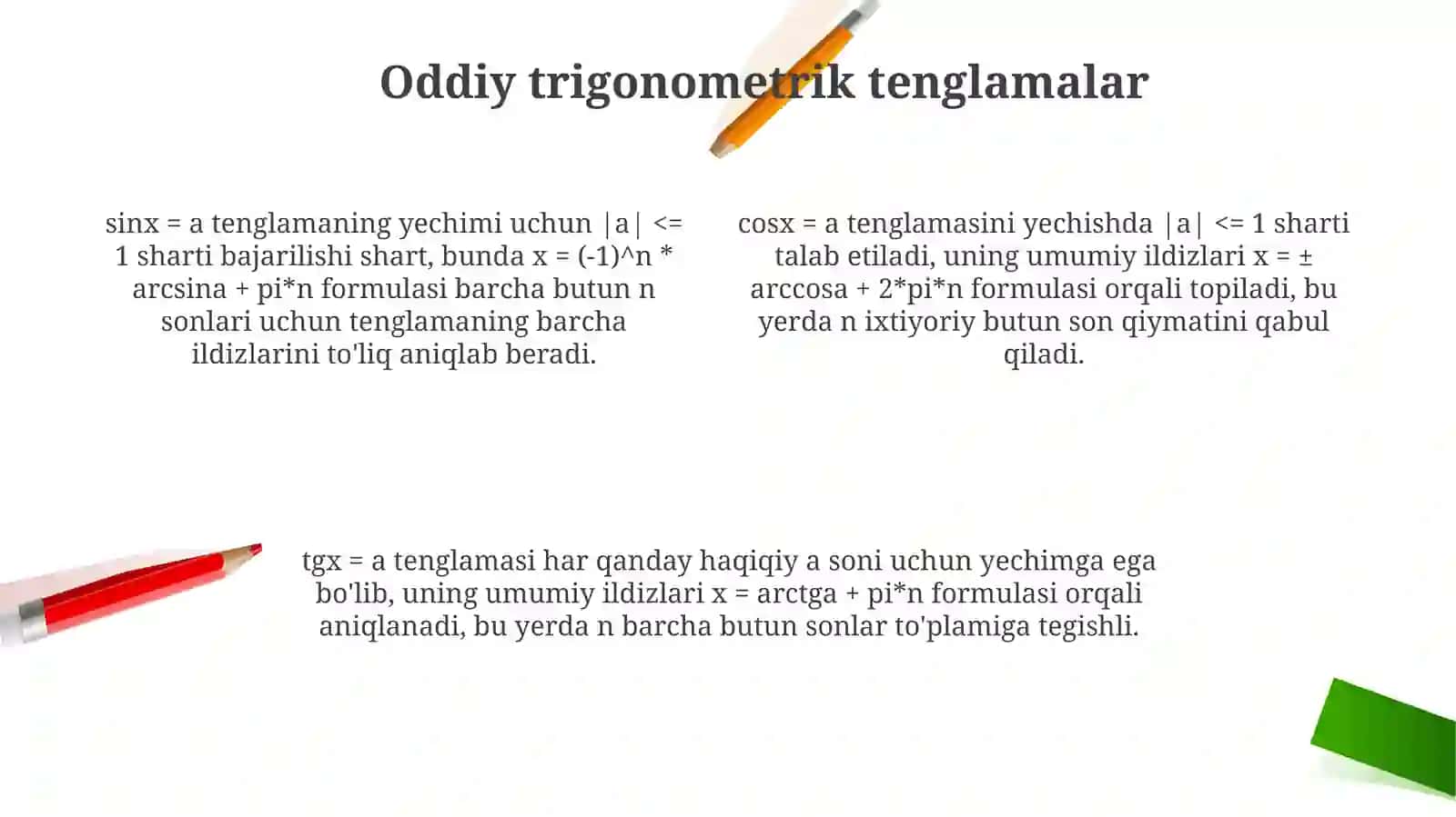 Trigonometrik tenglamalar 4