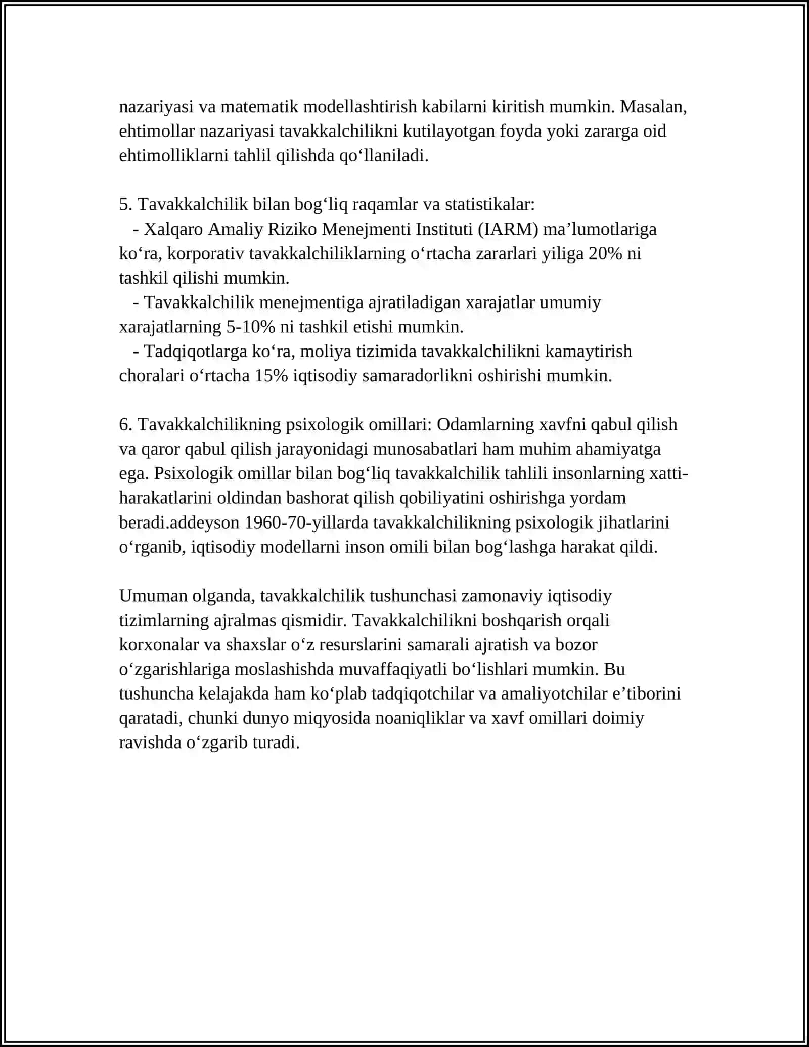 TAVAKKALCHILIK VA UNI HISOBLASH 4
