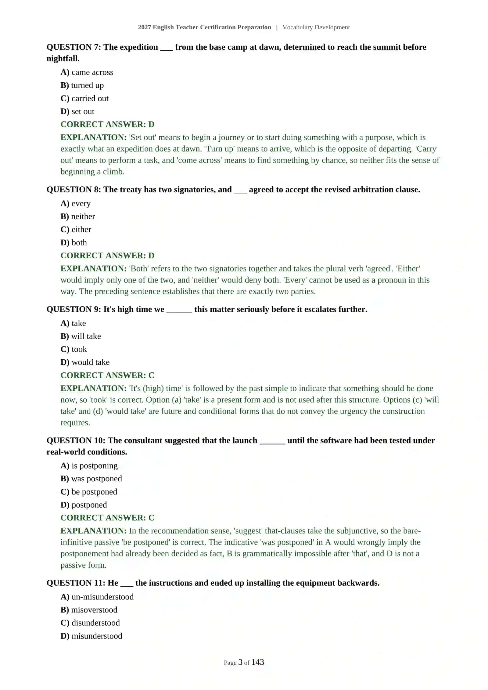 2027 English Teacher Certification Preparation | Vocabulary Development 4