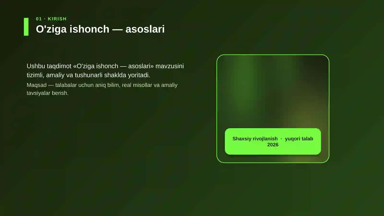 O'ziga ishonch — asoslari 4