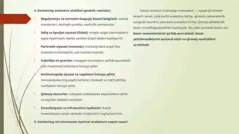 Bozor iqtisodiyotida davlat 4