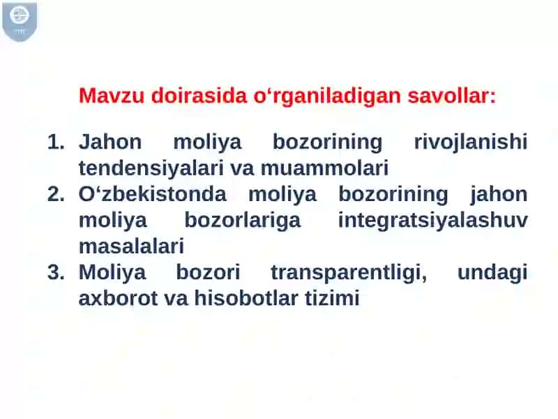 JAHON MOLIYA BOZORI TENDESIYALARI VAMUAMMOLARI 4