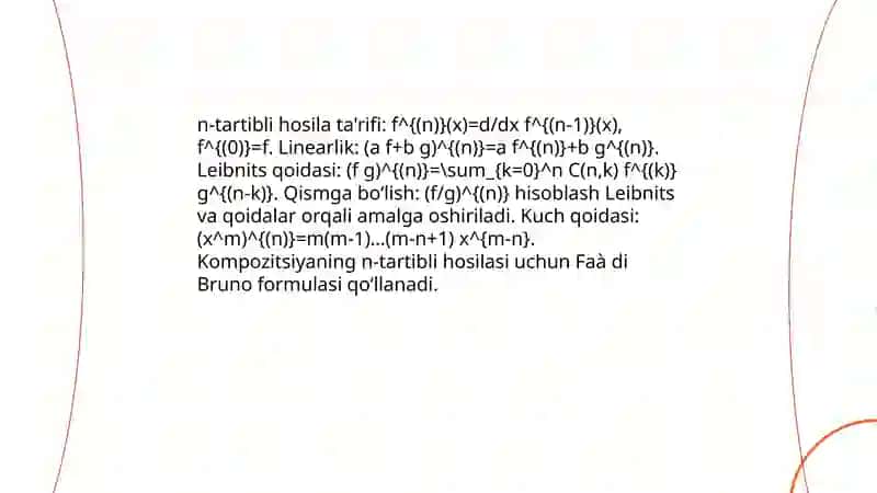 Yuqori tartibli hosilalar 4