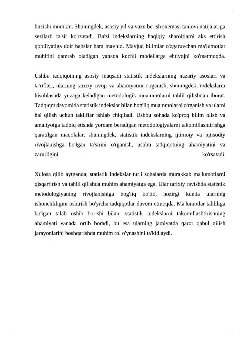 Statistik indekslar mavzusida Keys tayyorlash 4
