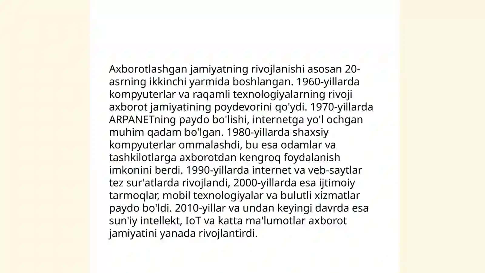 Axborotlashgan jamiyat va uning istiqbollari 4