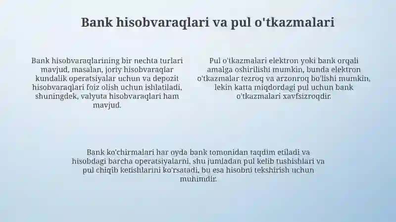 Pul mablag'lari va hisob kitoblar hisobi 4