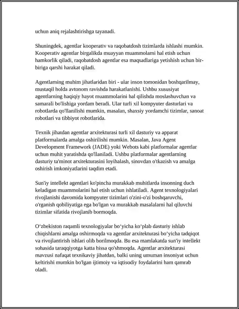 AGENTLAR VA KO‘P AGENTLI TIZIMLAR 4