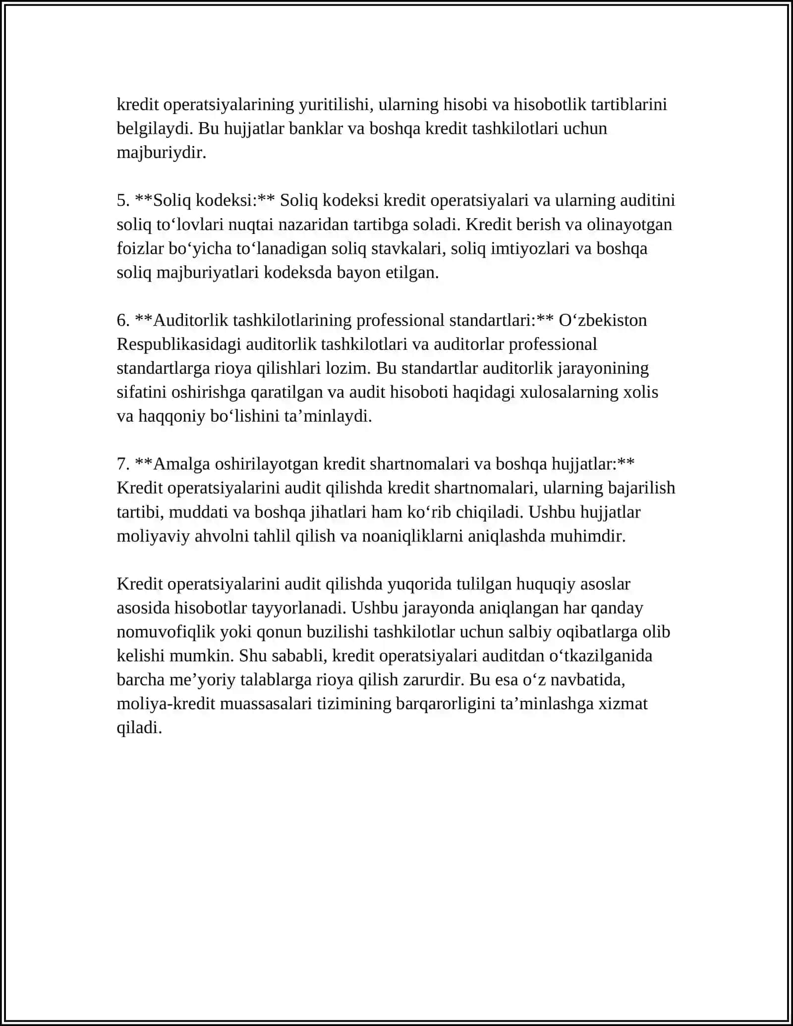 KREDIT OPERATSIYALARINI AUDIT QILISH 4