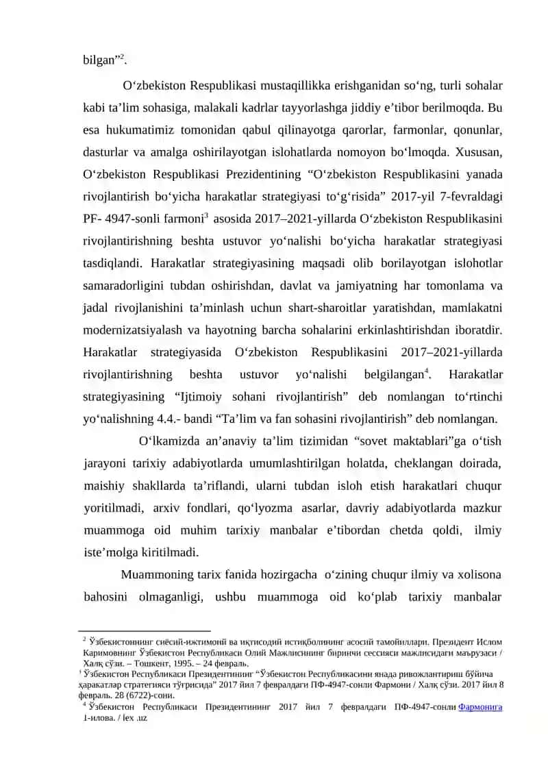 FARG‘ONA DAVLAT UNIVERSITETI TASHKIL TOPISHI. UNING HOZIRGI KUNDA O‘RNI VA AHAMIYATI 4