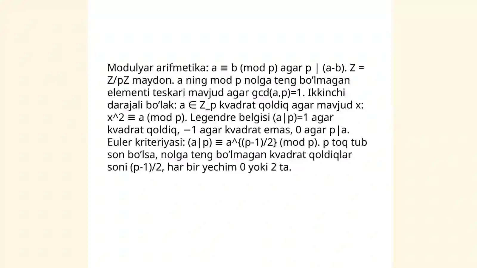 Ikkinchi darajali bo’laklar 4