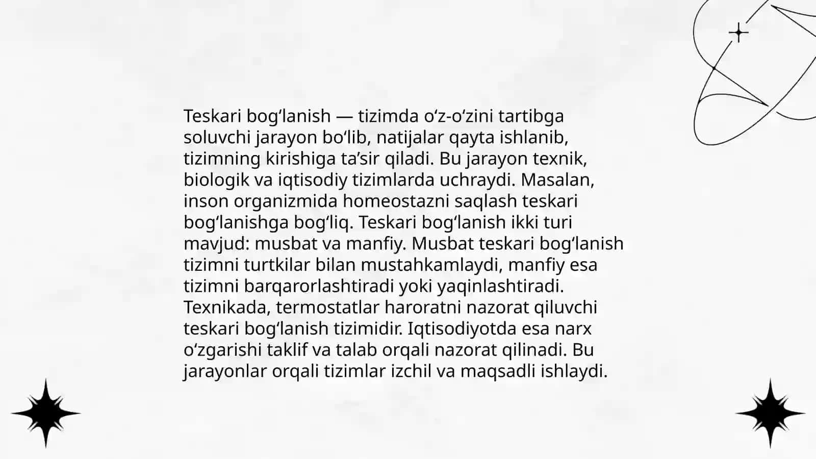 Teskari bogʻlanishning ta'rifi 4