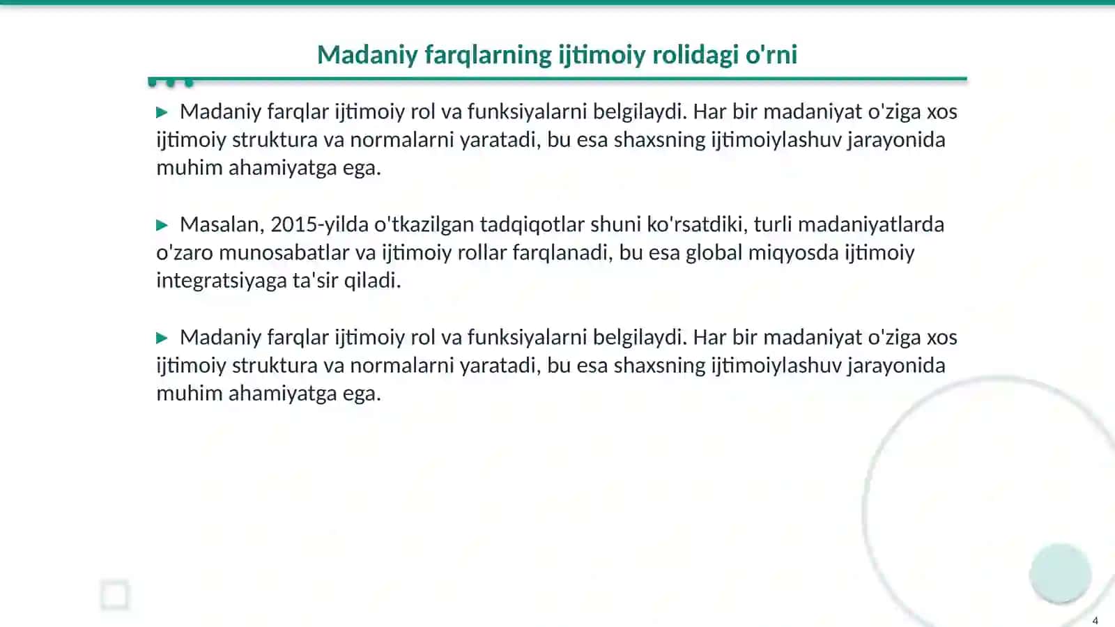 Shaxsning ijtimoilashuvidagi madaniy farqlar 4