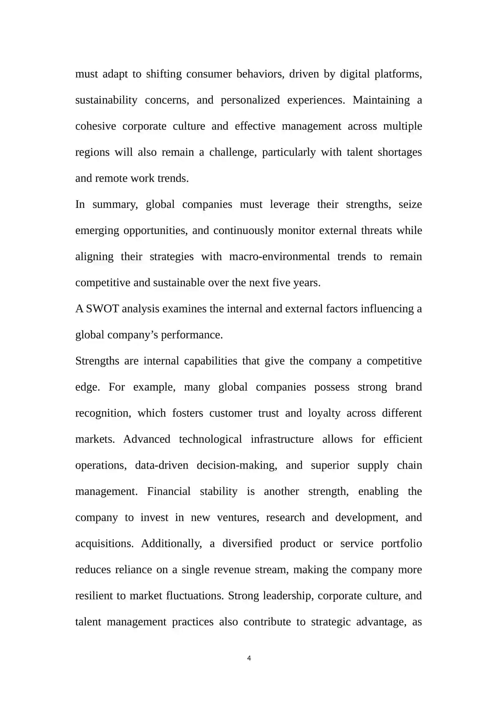 SWOT and PESTLE Analysis for Global Company 4