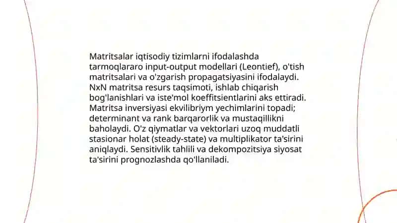 Chiziqli algebra elementlari va ularning iqtisodiyotdagi tatbiqi 4