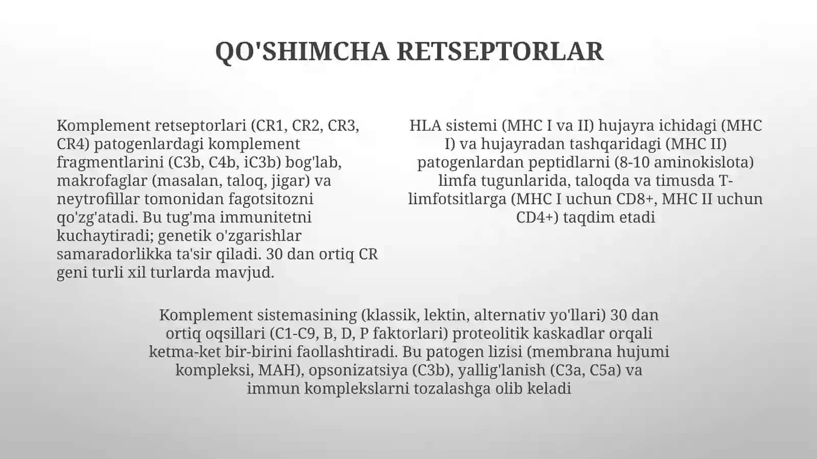 HLA-tizimi(MHC).Komplementtizimi 4