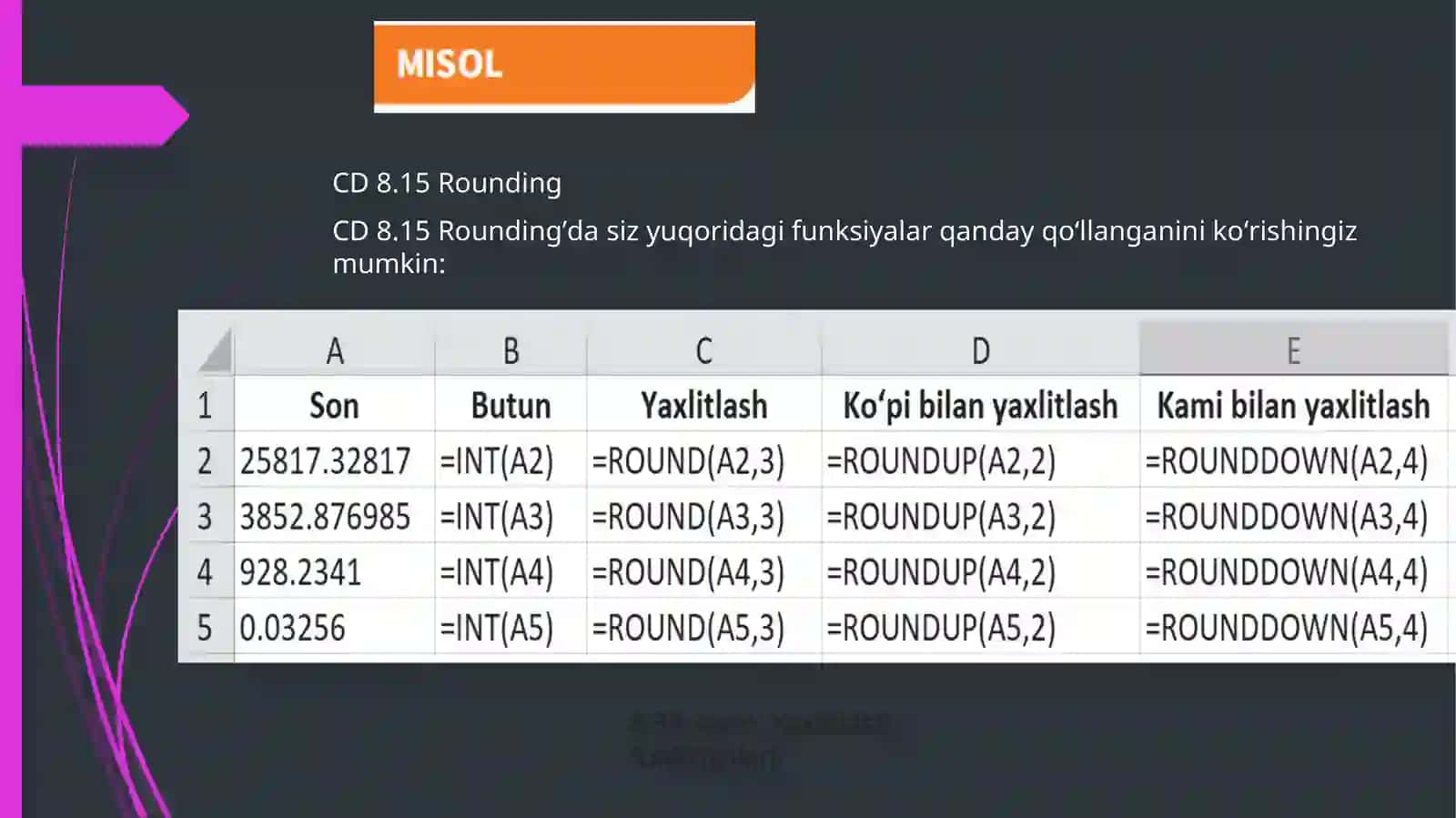 Yaxlitlashfunksiyalari 4