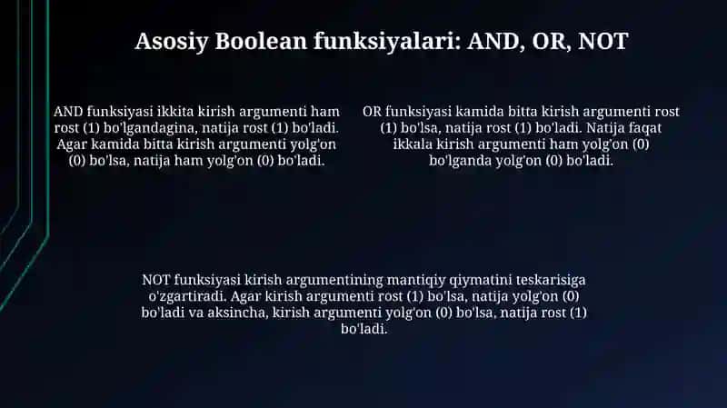 Bul funksiyalari va elementar bul funksiyalari 4