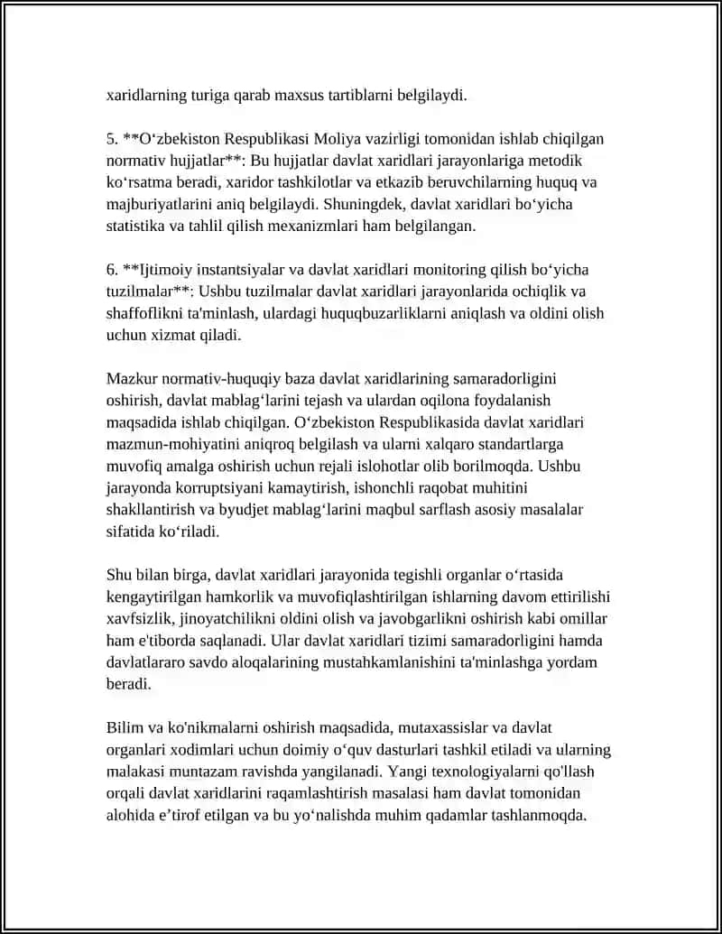 Davlat Xaridlari Tartibga Solish 4