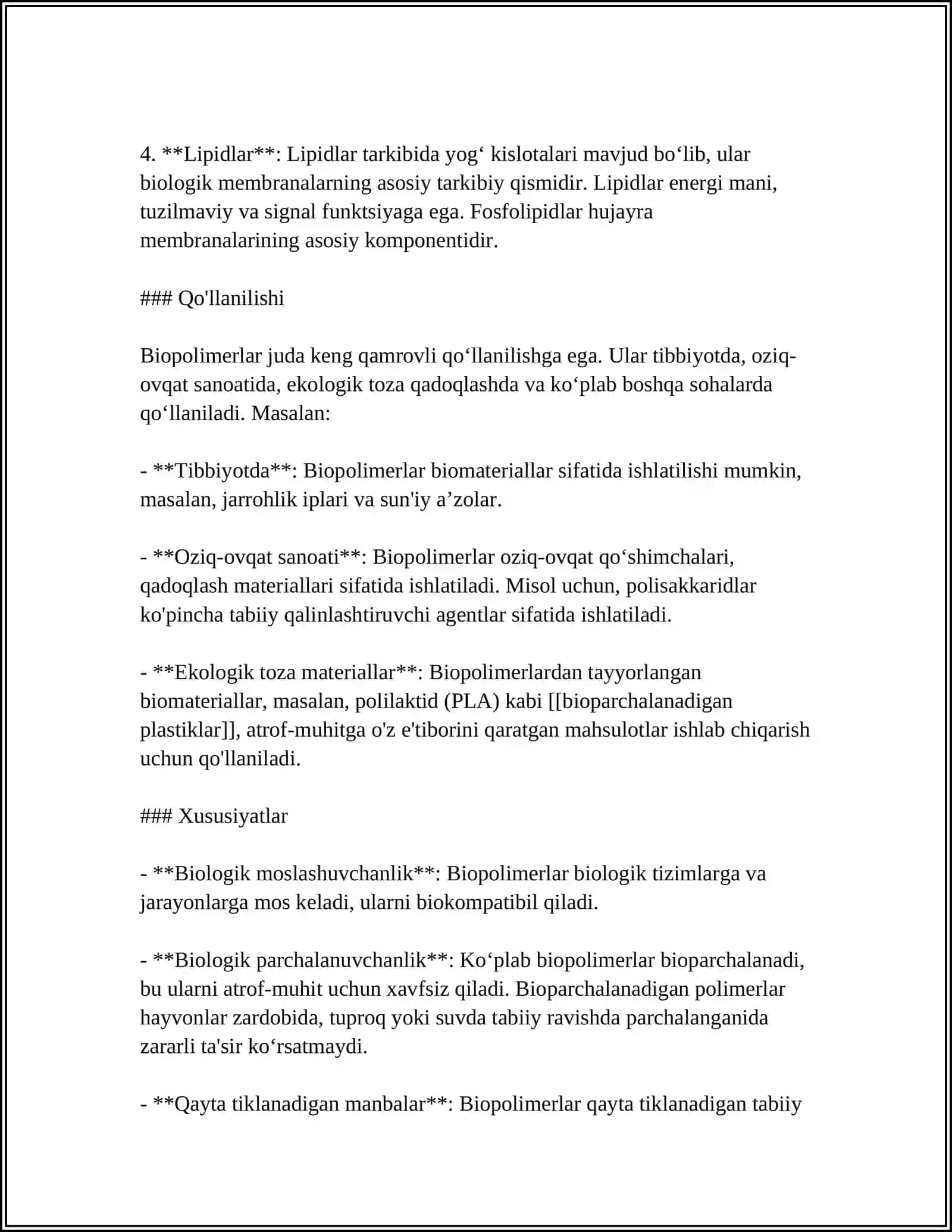 BIOPALIMERLAR TUZILISHI VA XOSSALARI 4